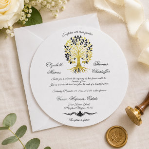 Goldener Baum des Lebens Zeitlose Hochzeit Einladung