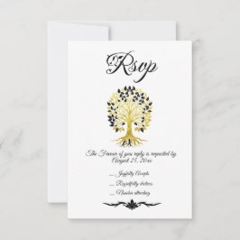 Goldener Baum des Lebens Zeitlose Hochzeit RSVP Karte