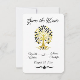Goldener Baum des Lebens Zeitlose Hochzeit Save The Date