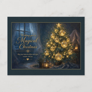 Goldener Baum Magische Weihnachtsnacht Postkarte
