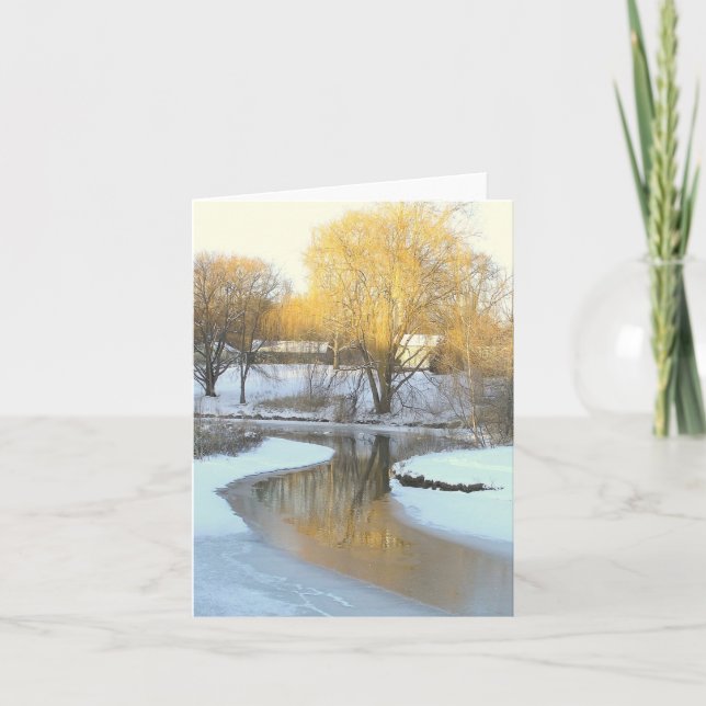 GOLDENER BAUM REFLEKTIERT IN PARTIALLY-FROZEN KARTE (Vorderseite)
