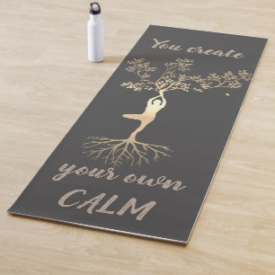 Goldener Baum-Silhouette, Yoga Du schaffst deine e Yogamatte