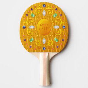 Goldener Bejeweled königlicher Spiegel mit Juwele Tischtennis Schläger