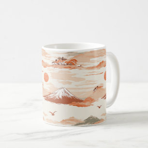 Goldener Berg Fuji Sonnenaufgang Japan Aquarellmus Kaffeetasse