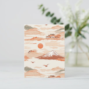 Goldener Berg Fuji Sonnenaufgang Japan Aquarellmus Postkarte