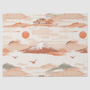 Goldener Berg Fuji Sonnenaufgang Japan Aquarellmus Seidenpapier