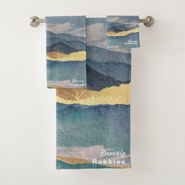 Goldener Berg Personalisiert Badhandtuch Set (Insitu)