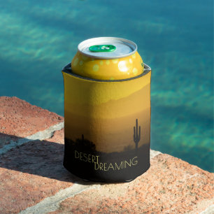 Goldener Bernstein Sonnenuntergang Kaktus Wüsten-T Dosenkühler