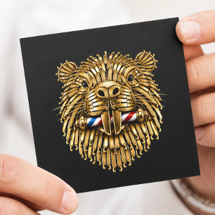 Goldener Biber-Rasierer-Friseursalon-Logo Hairstyl Quadratische Visitenkarte