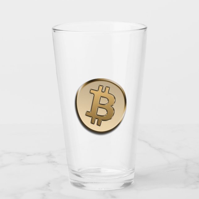 Goldener Bitcoin-Glasbecher Glas (Vorderseite)