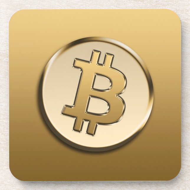 Goldener Bitcoin Hartplastik-Untersetzer Getränkeuntersetzer (Vorderseite)