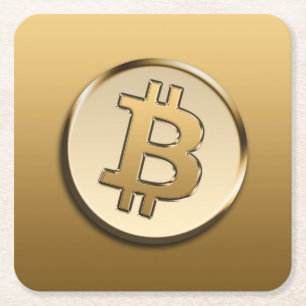 Goldener Bitcoin-Papiersetzer - quadratisch Rechteckiger Pappuntersetzer