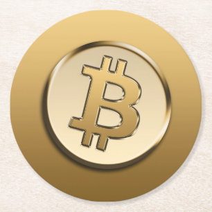 Goldener Bitcoin-Papiersetzer - rund Runder Pappuntersetzer