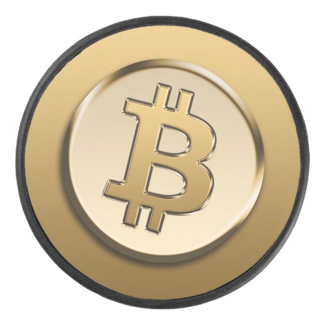 Goldener Bitcoin-Puck Eishockey Puck (Vorderseite)