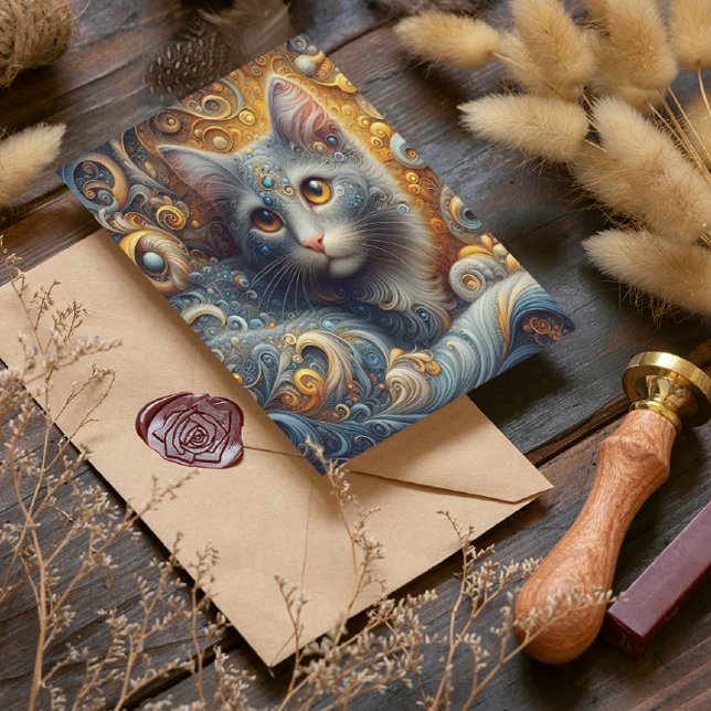 Goldener Blick: Felines Portrait in Gelben Augen Postkarte (Von Creator hochgeladen)