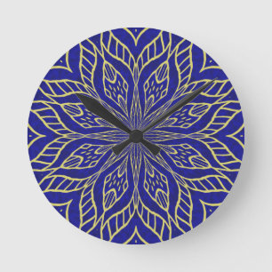 Goldener BlumeMandala Runde Wanduhr