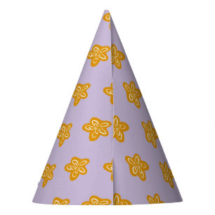 Goldener Blumen-Lila-Mädchen-Prinzessin-Geburtstag Partyhütchen