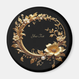 Goldener Blumen-Ornament-Rahmen-Magnet Magnet