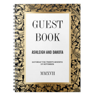 Goldener Blumendamast Hochzeitguestbook-  auf Notizblock