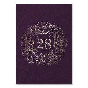 Goldener Blumenkranz Pflaume Vintage-Hochzeit Tischnummer