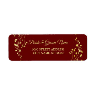 Goldener Blumenkranz rote Hochzeitsrücksendeadress