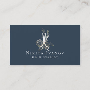 Goldener Blumensalon Scissors Logo Visitenkarte
