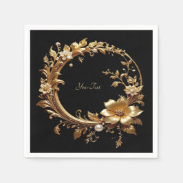 Goldener Blumenverzierter Rahmen Serviette