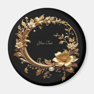 Goldener Blumenverzierter Rahmenmagnet Magnet