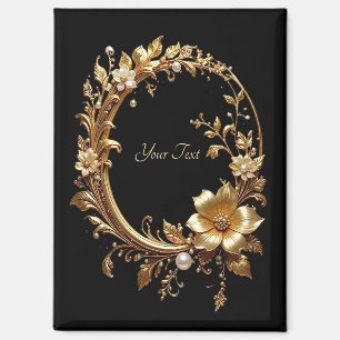 Goldener Blumenverzierter Rahmenmagnet Magnet