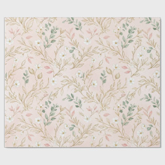 Goldener Blush-Blumen-Hochzeitsumschlag Geschenkpapier