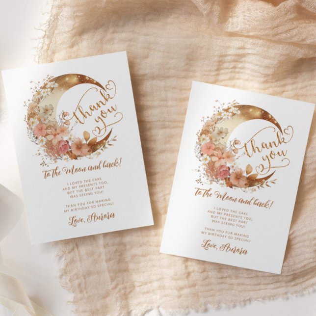 Goldener Blütenmond Danke an den MondGeburtstag Karte (Von Creator hochgeladen)