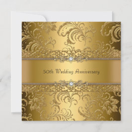 Goldener Blütenwirl zum 50. Jahrestag der Hochzeit Einladung