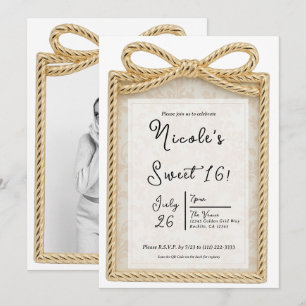 Goldener Bogen Geschenkbox Süße 16 Party Foto Einladung
