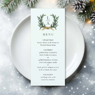 Goldener Bogen & Immergrüner Kranz Mint Hochzeit Menükarte
