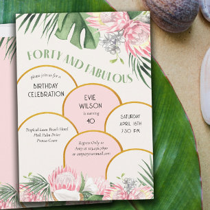Goldener Bogen Tropical Protea und Palme 40. Gebur Einladung