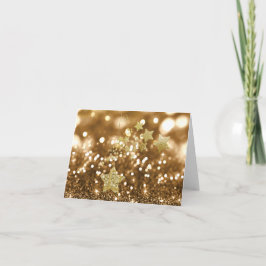 Goldener Bokeh Imitat-Glitzer u. Sterne Feiertagskarte