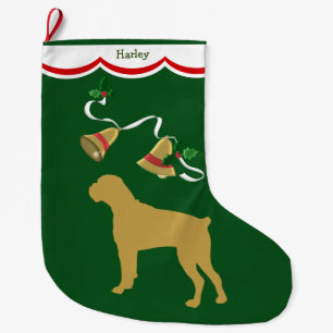 Goldener Boxer-Hunde-Feiertagsglocken Großer Weihnachtsstrumpf
