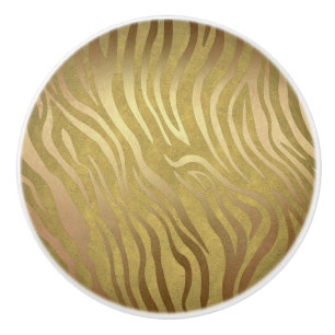 Goldener Bronze-Zebra-Druck Dschungel-Safari-Glamo Keramikknauf