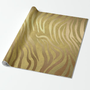 Goldener Bronze Zebradruck Dschungel Safari Glamou Geschenkpapier