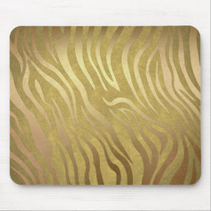 Goldener Bronze Zebradruck Dschungel Safari Glamou Mousepad
