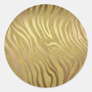 Goldener Bronze Zebramuster Dschungel Safari Glamo Runder Aufkleber