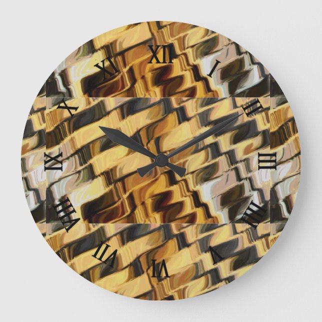 Goldener Bronzehintergrund Große Wanduhr (Vorderseite)