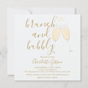 Goldener Brunch und Bubbly QR-Code Junggesellinnen Einladung