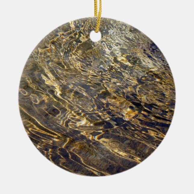 Goldener Brunnen Wasser 2 Keramikornament (Vorne)