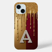 Goldener Buchstabe A Monogramm mit tropfender Meta