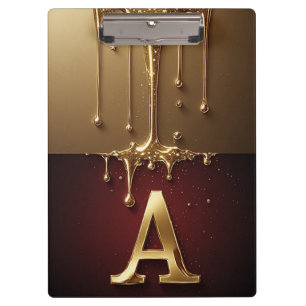 Goldener Buchstabe A Monogramm mit tropfender Meta Klemmbrett