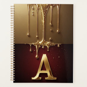 Goldener Buchstabe A Monogramm mit tropfender Meta Planer
