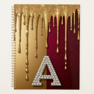 Goldener Buchstabe A Monogramm mit tropfender Meta Planer