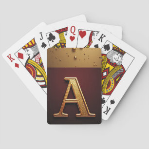 Goldener Buchstabe A Monogramm mit tropfender Meta Spielkarten