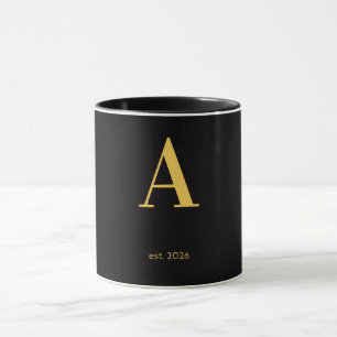 Goldener Buchstabe A Schwarzer Becher Minimalist Tasse